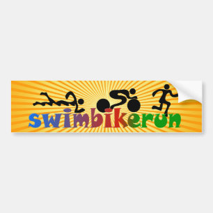 TRI Triathlon Swim Bike run BLACK Bumper Design Bumpersticker