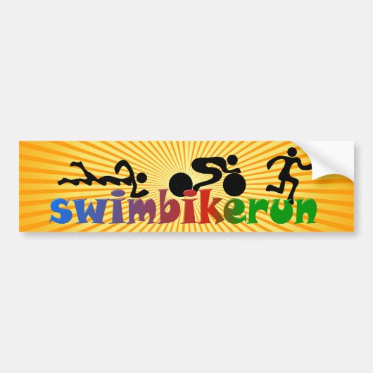 TRI Triathlon Swim Bike run BLACK Bumper Design Bumpersticker (Voorkant)