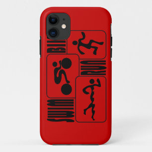 TRI Triathlon Swim Bike run BLACK Square Design iPhone 11 Hoesje