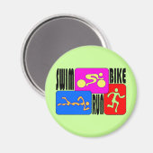 TRI Triathlon Swim Bike run BRIGHT Square Design Magneet (Voorkant / Achterkant)