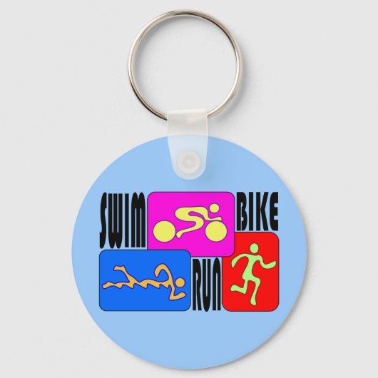 TRI Triathlon Swim Bike run BRIGHT Square Design Sleutelhanger (Voorkant)
