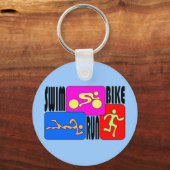TRI Triathlon Swim Bike run BRIGHT Square Design Sleutelhanger (Voorkant)