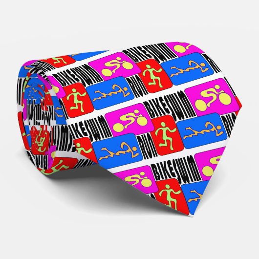TRI Triathlon Swim Bike run BRIGHT Square Design Stropdas (Opgerold)