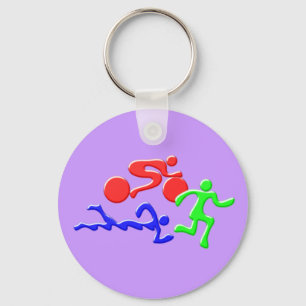TRI Triathlon Swim Bike run COLOR Figures Design Sleutelhanger