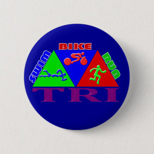TRI Triathlon Swim Bike Run PYRAMID-ontwerp Ronde Button 5,7 Cm