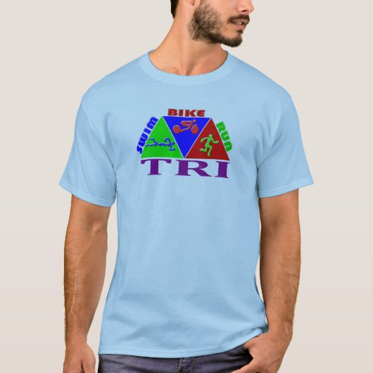 TRI Triathlon Swim Bike Run PYRAMID-ontwerp T-shirt (Voorkant)