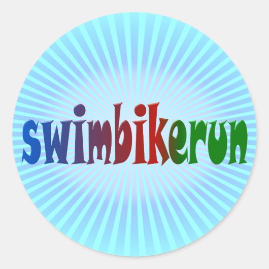TRI Triathlon Zwemfiets Run RAINBOW Design Ronde Sticker (Voorkant)