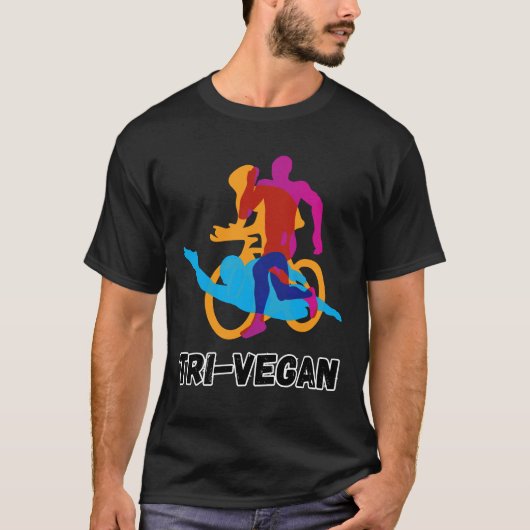 Tri-Vegan Triathlon vegan zwemmen fiets run T-shirt (Voorkant)