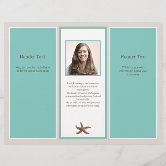 Tri-voudig Brochure Turquoise Starfish (Achterkant)
