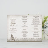 Tri-voudig elegant vintage bruiloftprogramma's (Staand voorkant)