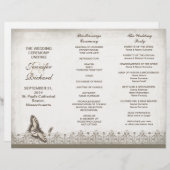 Tri-voudig elegant vintage bruiloftprogramma's (Voorkant / Achterkant)