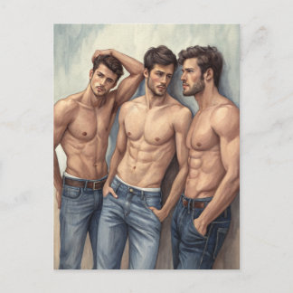 Triad of Desire: Modern Watercolor Realism Briefkaart