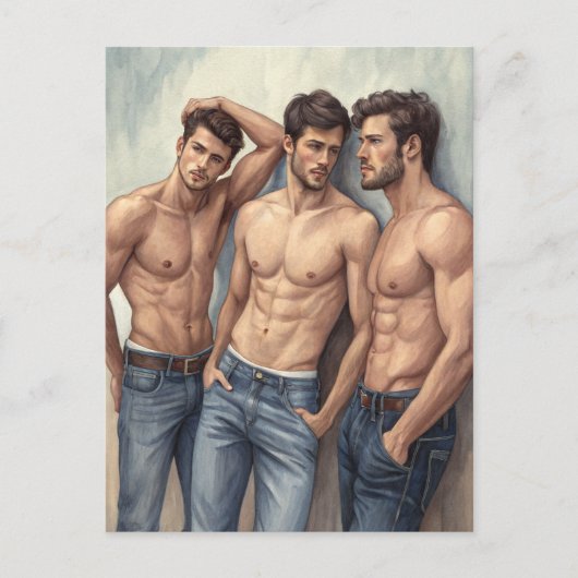 Triad of Desire: Modern Watercolor Realism Briefkaart (Voorkant)