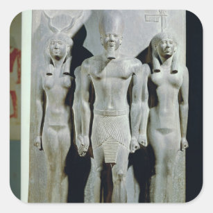 Triad van Menkaure met de godin Hathor Vierkante Sticker
