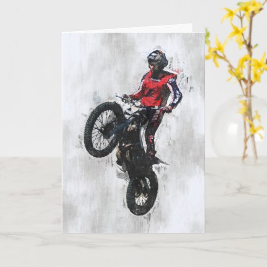 Trials rijder verjaardagskaart kaart (Gele Bloem)