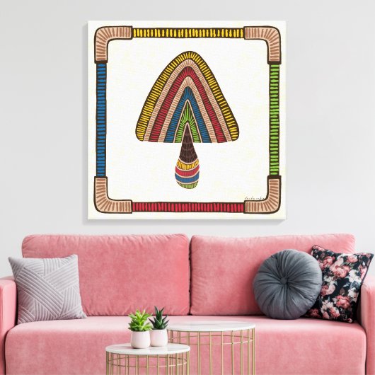 Triangle Abstract Mushroom Canvas Afdruk (Insitu (Woonkamer))