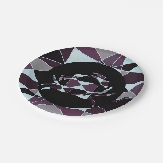 Triangle black grey white maroon Abstract Papieren Bordje (Gekanteld)