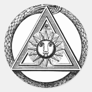 Triangle Freemason Snake Ronde Sticker