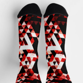 Triangle Geometry Vibrant Red Smoky Galaxpatroon Sokken