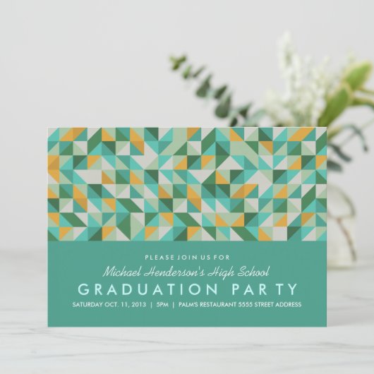Triangle Mosaic Gradution Party Kaart (Staand voorkant)