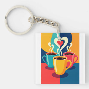 Triangle of Warmth - Colorful Coffee Mugs with Hea Sleutelhanger