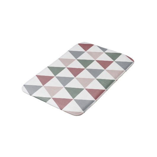 Triangle Pattern Dusty Roos Sage Green Grey Badmat (Gekanteld)