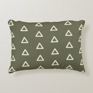 Triangle Pattern in Moss Green & Cream Geometric Accent Kussen