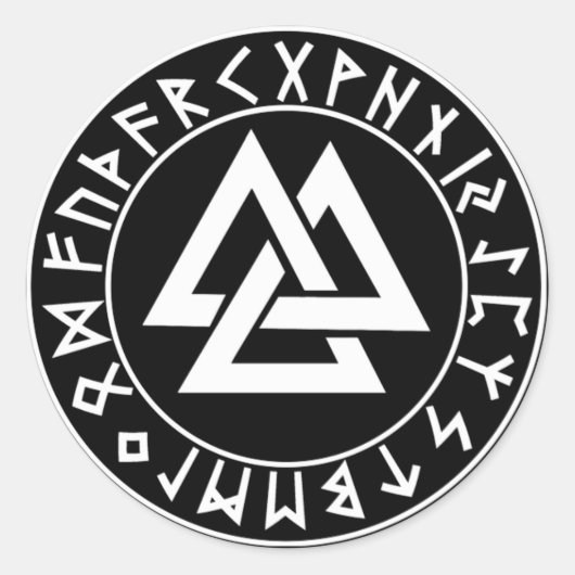 Triangle Rune Shield op zwart Ronde Sticker (Voorkant)