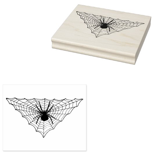 Triangle Shaped Web with big Spider for Halloween Rubberstempel (Gestempeld)