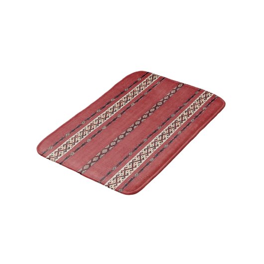 Triangle Stripe Kilim II Red Black White Badmat (Gekanteld)