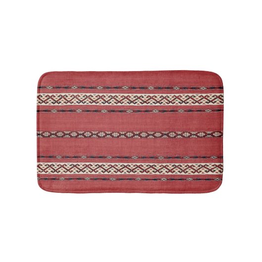Triangle Stripe Kilim II Red Black White Badmat (Voorkant)