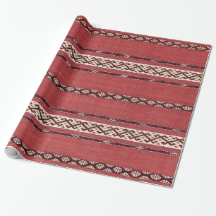 Triangle Stripe Kilim II Red Black White  Cadeaupapier