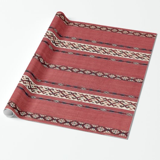 Triangle Stripe Kilim II Red Black White  Cadeaupapier (Uitgerold)