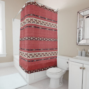 Triangle Stripe Kilim II Red Black White Douchegordijn