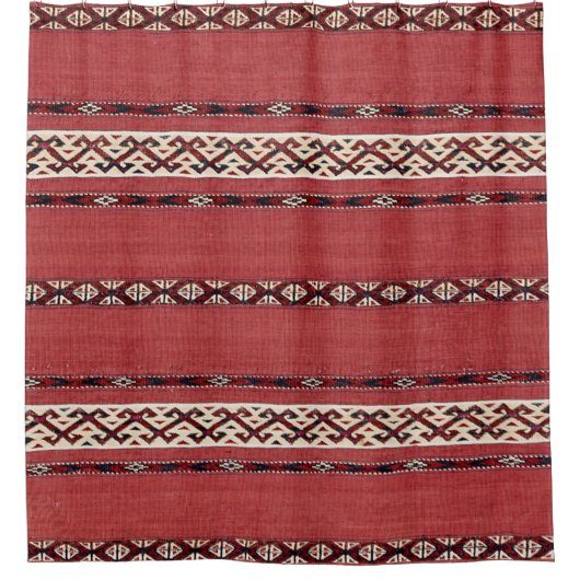 Triangle Stripe Kilim II Red Black White Douchegordijn (Voorkant)