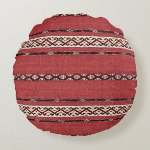 Triangle Stripe Kilim II Red Black White Rond Kussen
