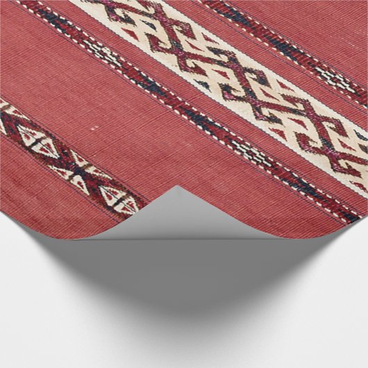 Triangle Stripe Kilim IV Red Black White Cadeaupapier (Hoek)