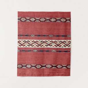 Triangle Stripe Kilim IV Red Black White  Wandkleed