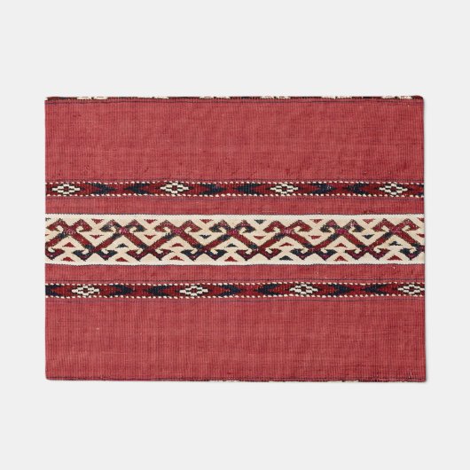 Triangle Stripe Kilim Red Black White Deurmat (Voorkant)