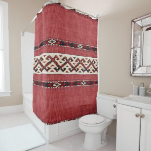 Triangle Stripe Kilim Red Black White Douchegordijn