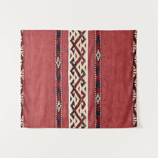 Triangle Stripe Kilim Red Black White  Wandkleed (Voorkant (horizontaal))