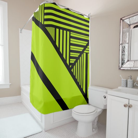 Triangle Stripes - Lime Green Douchegordijn (In situ)