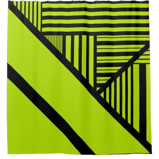 Triangle Stripes - Lime Green Douchegordijn (Voorkant)