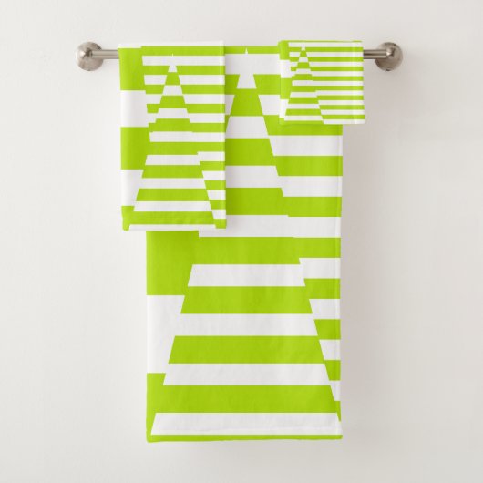 Triangle Stripes - Lime Green en White Bad Handdoek (Insitu)