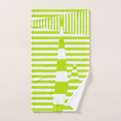 Triangle Stripes - Lime Green en White Bad Handdoek (Handdoek)