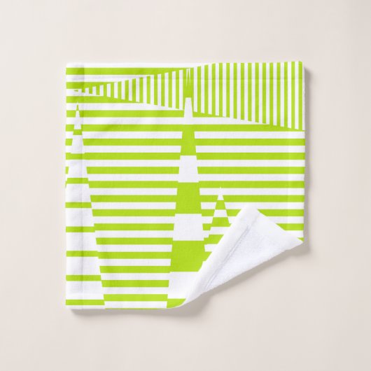 Triangle Stripes - Lime Green en White Bad Handdoek (Wasdoekje)