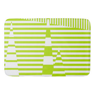 Triangle Stripes - Lime Green en White Badmat