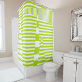 Triangle Stripes - Lime Green en White Douchegordijn (In situ)