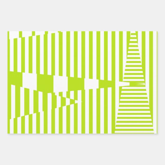 Triangle Stripes - Lime Green en White Inpakpapier Vel (Voorkant 3)