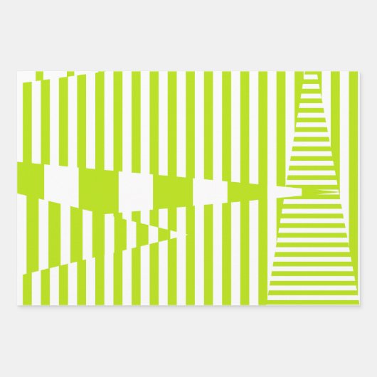 Triangle Stripes - Lime Green en White Inpakpapier Vel (Voorkant 2)